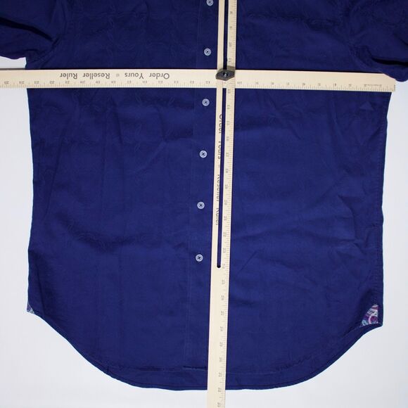 Robert Graham Classic Fit Long Sleeve Shirt Dark Blue Floral Check Men Size L - Picture 10 of 12